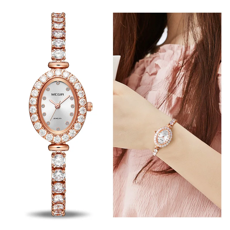 

Женские роскошные часы MEGIR Reloj Mujer 2020, розовое золото, бриллианты, женские часы-браслет, стразы, женские часы, часы Relogio Feminino