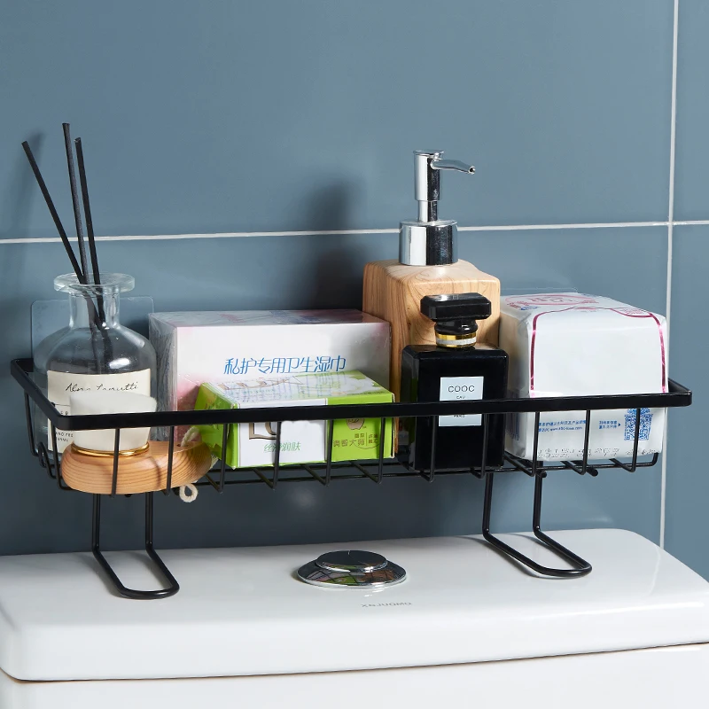 

Toilet Punch-free Iron Art Toilet Toilet Rack Bathroom Shampoo Drain Rack Creative Hollow Storage Rack bathroom shelves