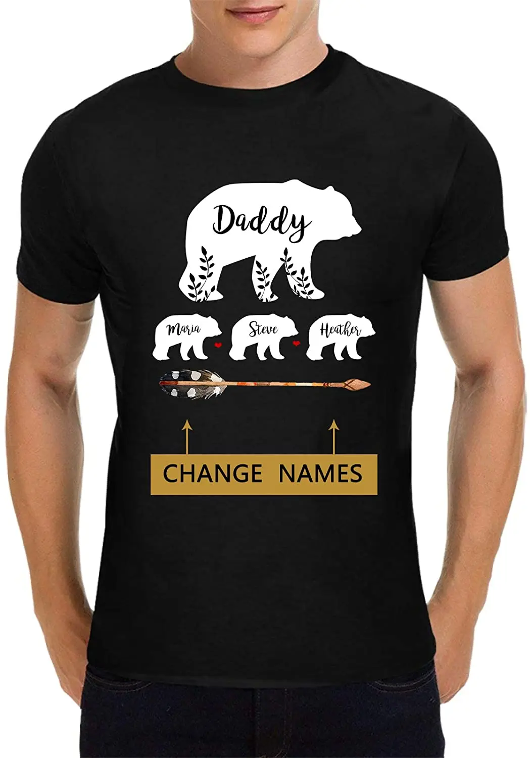 

2021 Summer Men's T-shirt Four-headed Bear Bow and Arrow Letter Pattern Printing Casual High-quality Simple Men's Clothing