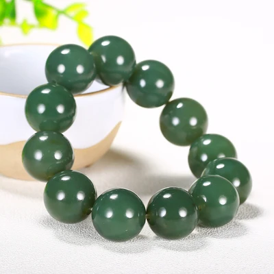 Zheru ювелирные изделия натуральный нефрит темно-зеленый круглый браслет из бисера