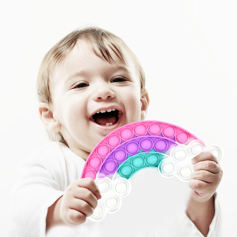 

Rainbow Cloud Push Bubble Sensory Toys Portable Anti-stress Squeeze Toys