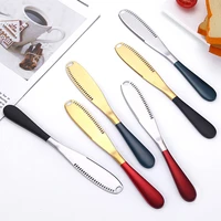 430 stainless cheese knife multifunction butter knife with hole serrated baking varnish bread cheese jam knife breakfast tool