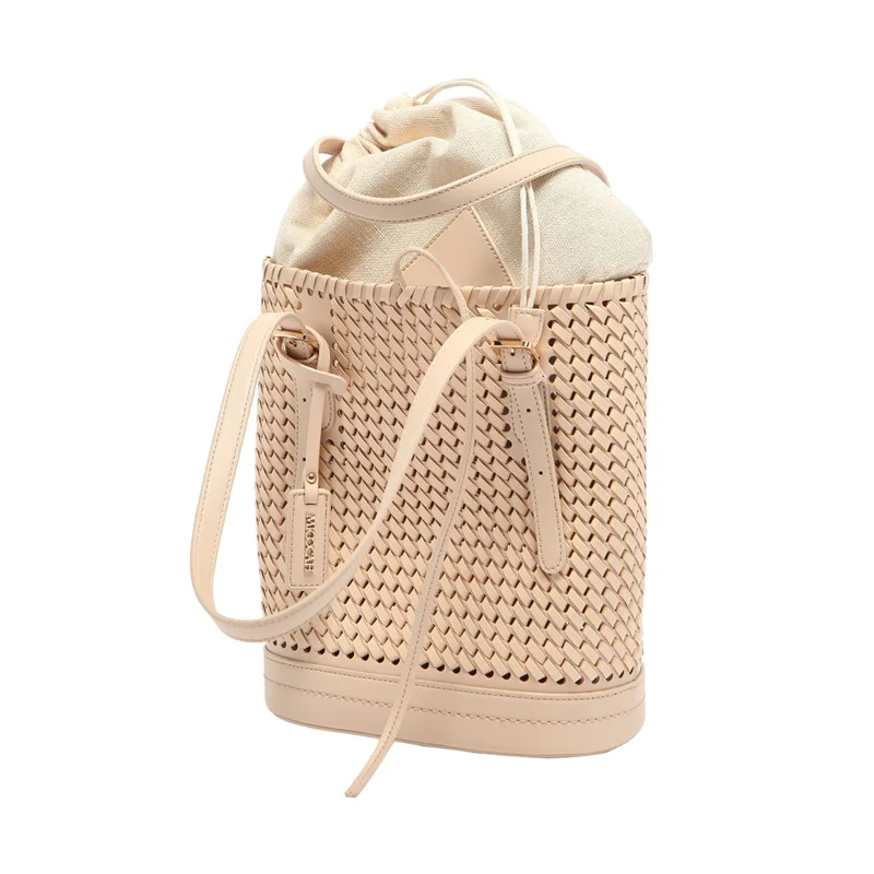 

2020 New Fashion Woven Two Piece Bucket Bag Women's Large Capacity Single Shoulder Niche Design Women Package C992