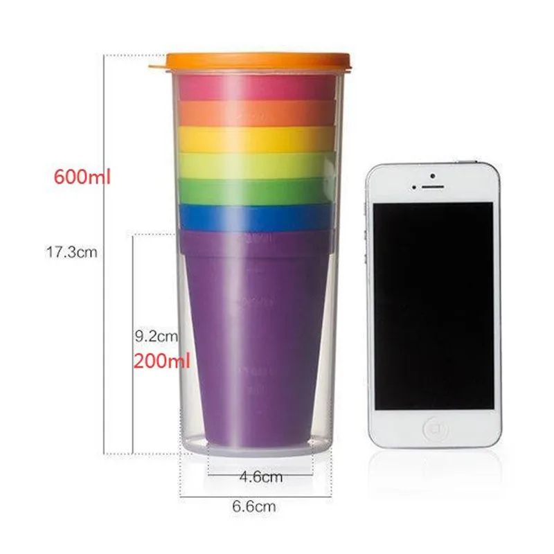 7 шт./компл. цветов портативный Радужный костюм чашка для пикника туристическая