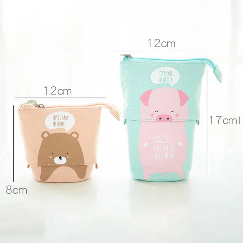 

Flexible Cute Animal Cat Pattern Pencil Case Big Capacity Canvas School Pencil Bag Storage Bag Pen Pouch Stationery Supplies