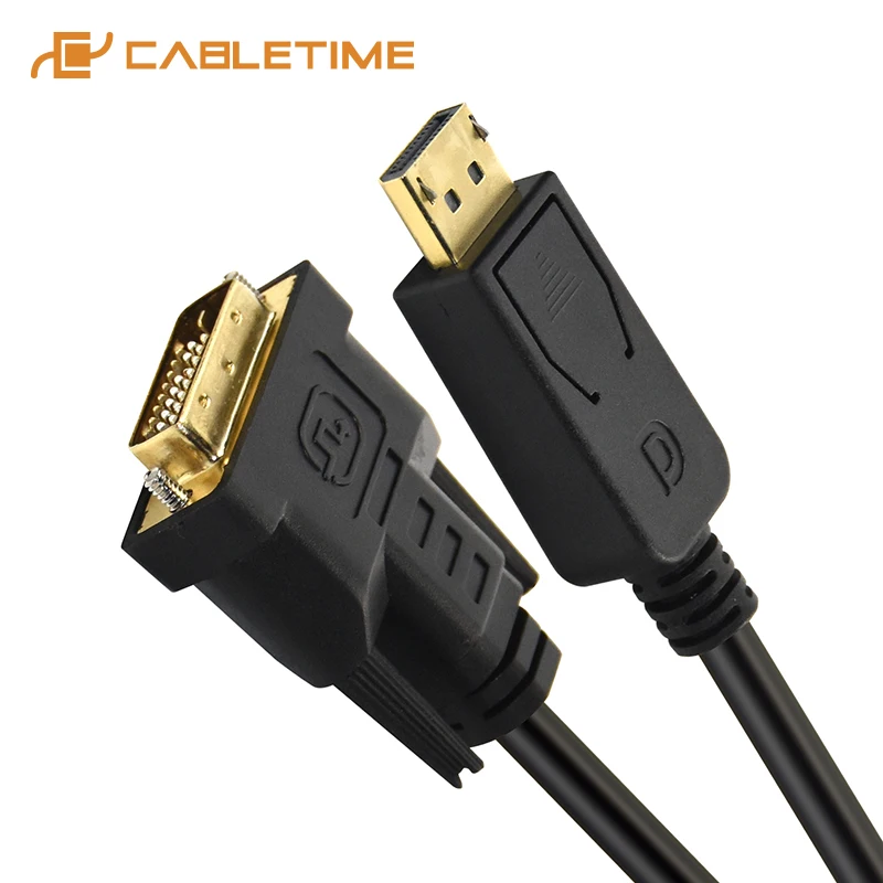 Кабель Cabletime с портом дисплея на DVI штекер порт DP Соединительный адаптер 1080P 3D для