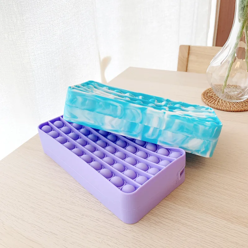 

New Arrival Silicone Pencil Case Push Pop Bubbles Simple Dimple Stationary Bag Popper Sensory Pencil Case Student Supplies