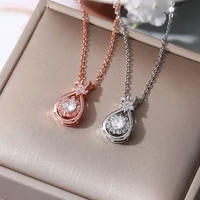 2021 ins hot sale aesthetic zircon crystal pendant necklace two tone classic romantic fashion luxury charm delicate jewelry