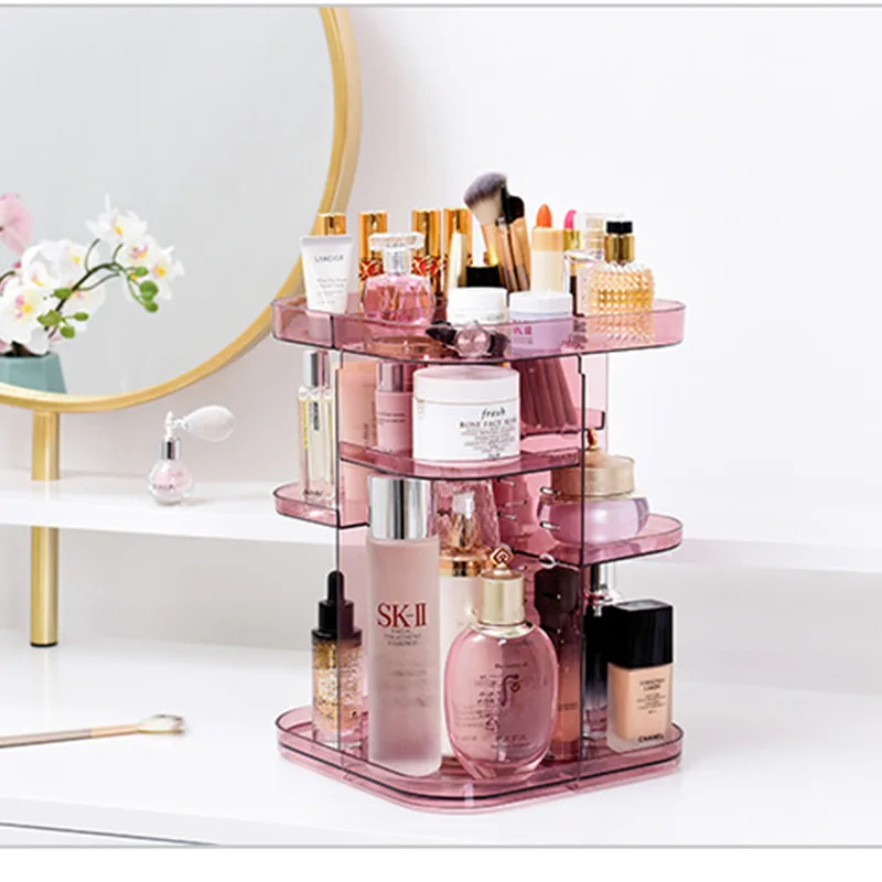 Пластиковая коробка для хранения косметики портативная съемная вращающийся