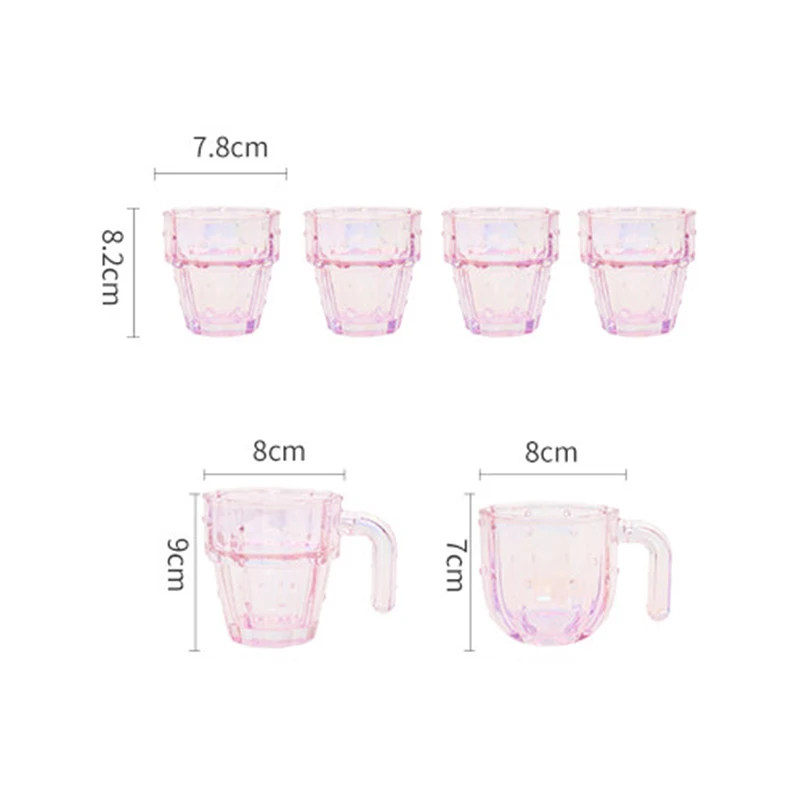 

Cactus Glass Cup Set 6Pcs Colorful Transparent Creative Gift Box Beer Coffee Cup Cold Kettle Nordic Home Decor Water Mug