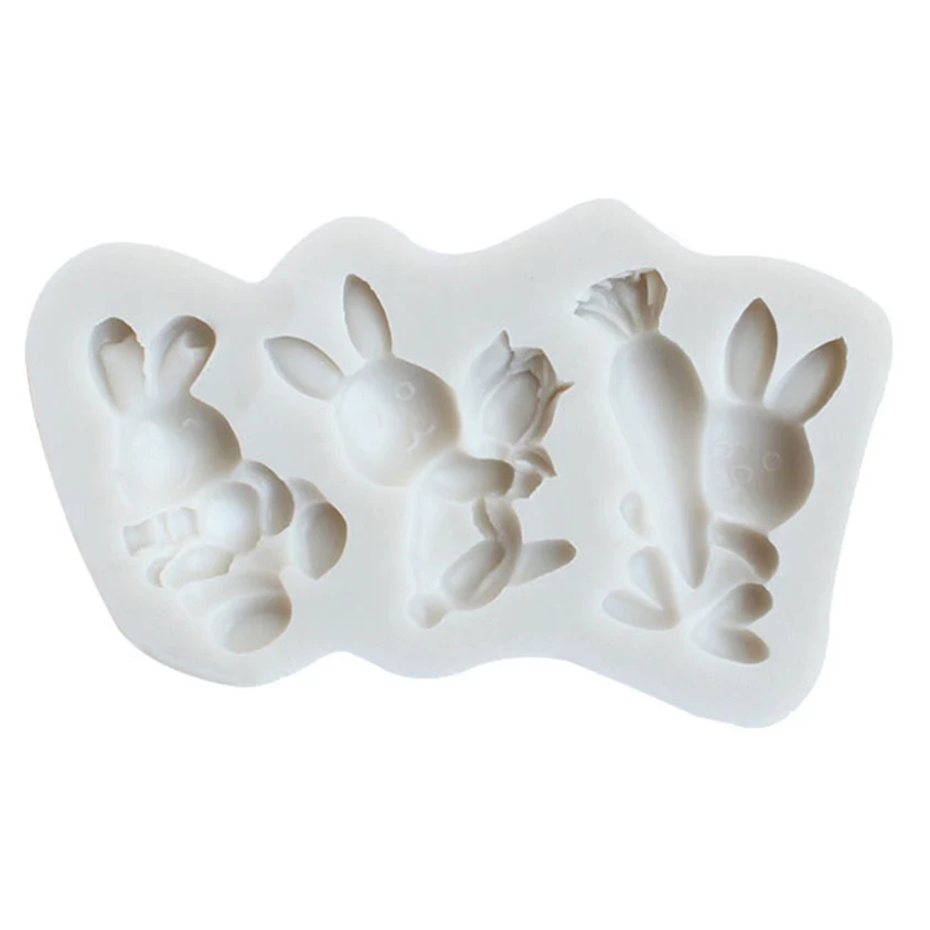 3D Пасхальный кролик помадка силиконовая форма инструмент для украшения мусса