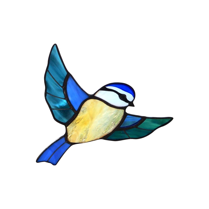 Window Hanging Small Bird Ornament Stained Glass Home Wall Decoration For Outdoor Garden Memorial Handicrafts Gift Good Luck | Дом и сад