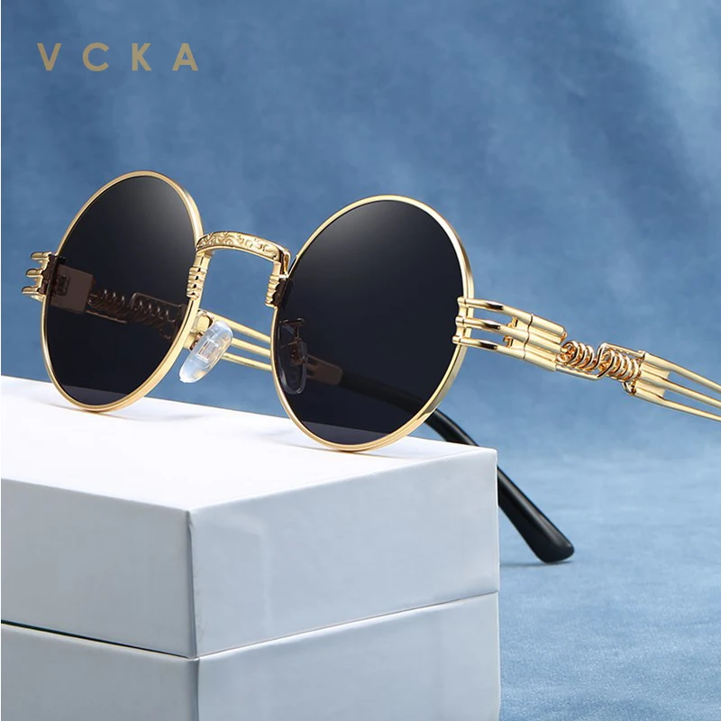Классические готические Круглые Солнцезащитные очки VCKA в стиле стимпанк для