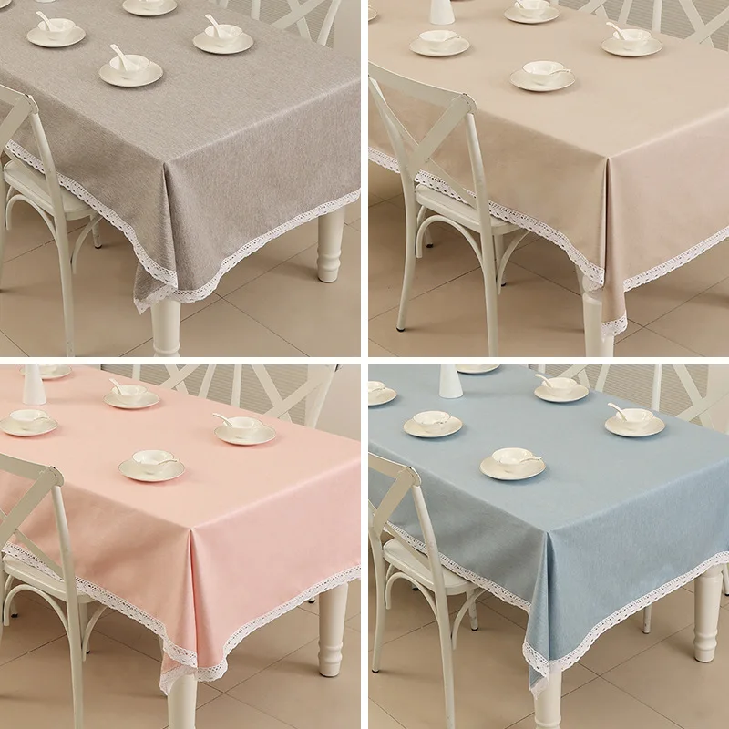 

Обеденная скатерть в скандинавском стиле, прямоугольная однотонная розовая скатерть для стола, водонепроницаемая домашняя вечерние чная Д...