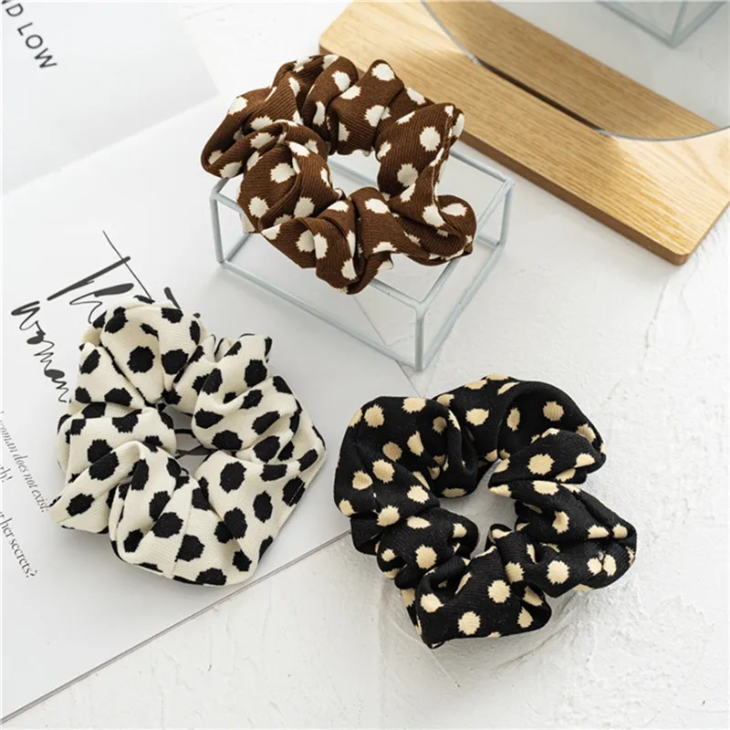 

Fashion Fabric Spotted Hair Rope Elastic Hair Bands Ponytail Hair Tie Rope Elegant Girls Hair Accessories