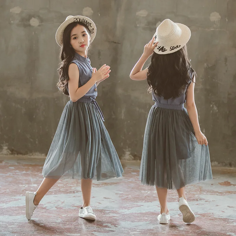 Летние комплекты рубашек для девочек новинка 2021 модный костюм подростков