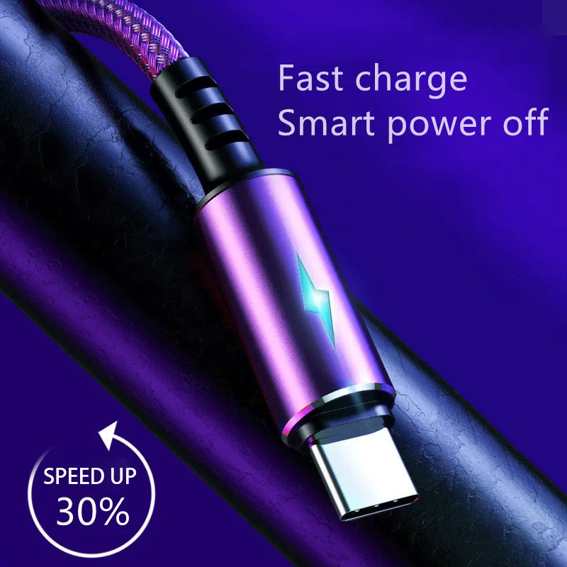 

Type C Cable 5A LED Fast Charging For Huawei Samsung Xiaomi Android Mobile Phone Cable Accessories Charger Cable Cord USB C Wire