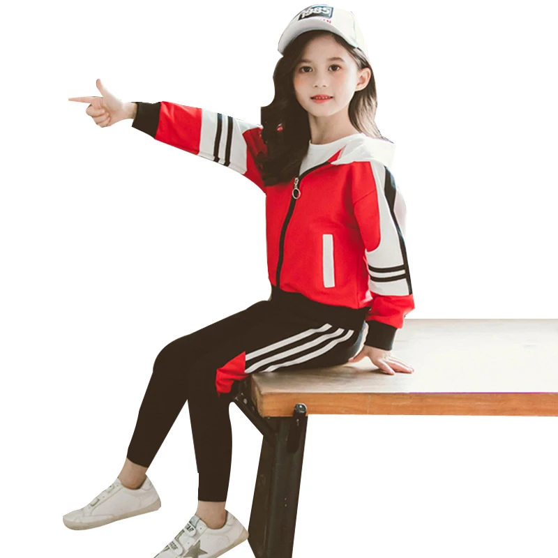Спортивный костюм для девочек спортивный детская модная куртка в полоску