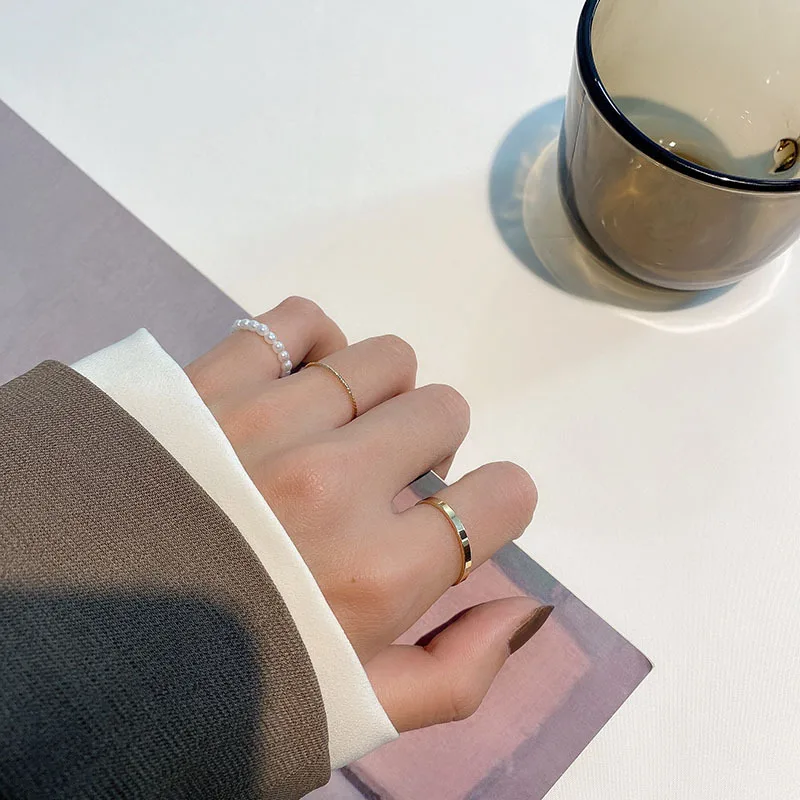 Комплект женских колец из искусственного жемчуга и бусин | Украшения аксессуары