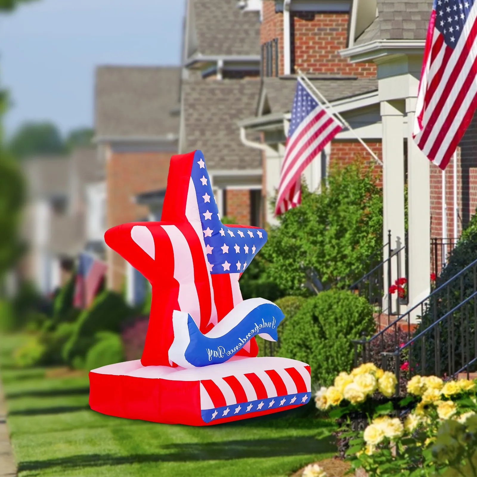 

Inflatable Toys Independence Day 4th of July American Flag Stars LED Blow Up Lighted Indoor Outdoor Holiday Art Decoration