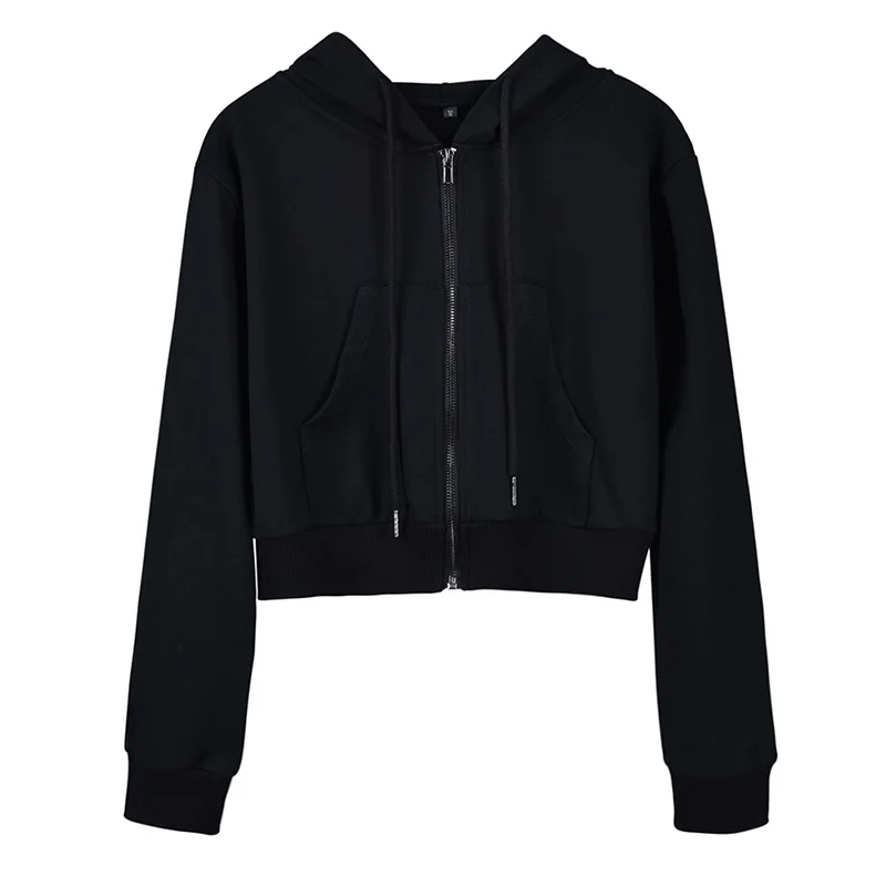 

Customize your picture LOGO Spring and Autumn Slim Long Sleeve Short Cardigan Jacket Ladies Hooded Sweater