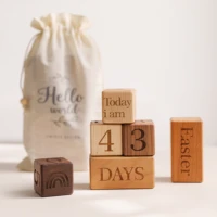 baby milestone cards wooden block with box set baby photography milestone memorial monthly newborn photography props set