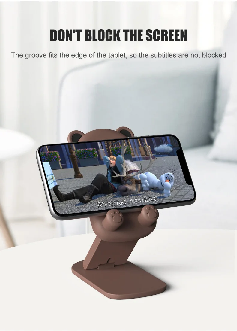 

Cute Desktop Phone Stand Foldable Phone Tablet Holder Cartoon Bear Scalable And Stable Silicone Bracket Support 11.9 Inch
