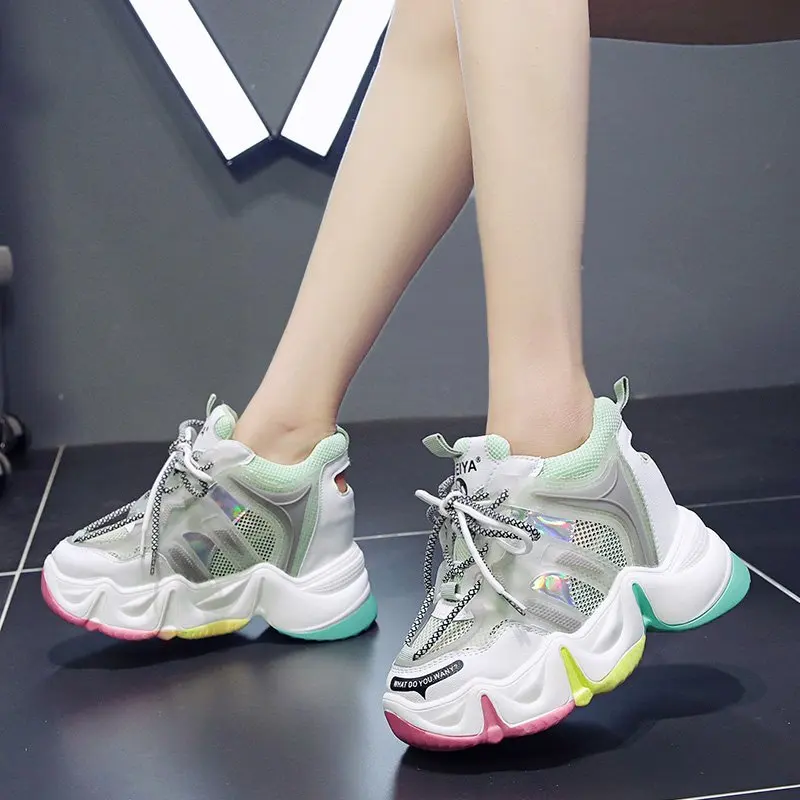 

Lucyever Autumn Breathable Chunky Sneakers Women 2020 Fashion Platform Vulcanize Shoes Woman Height Increasing Wedge Sneakers