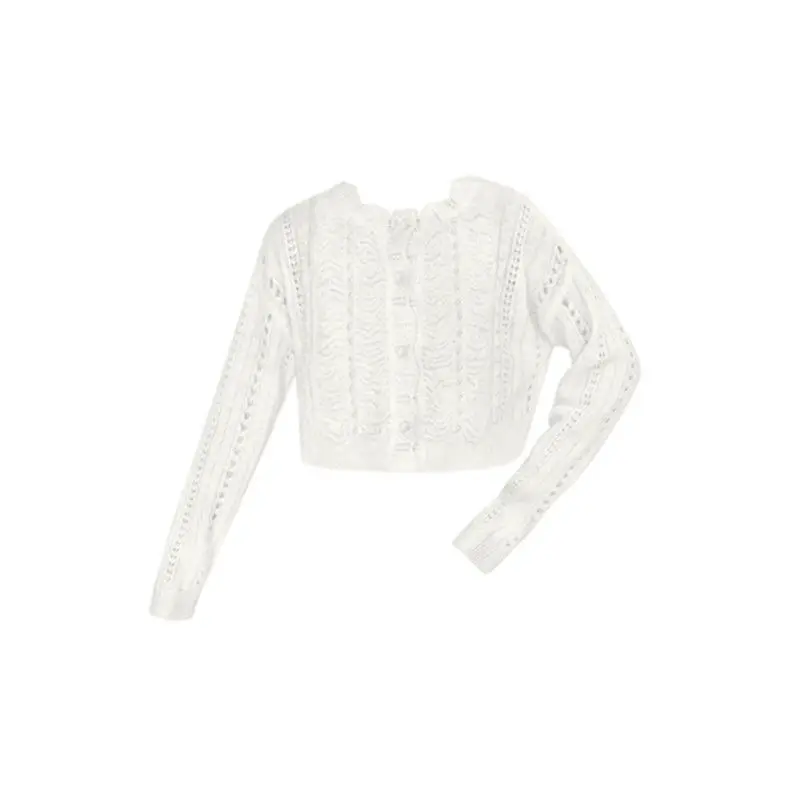 

2021 new spring summer retro hollow knitted cardigan for women