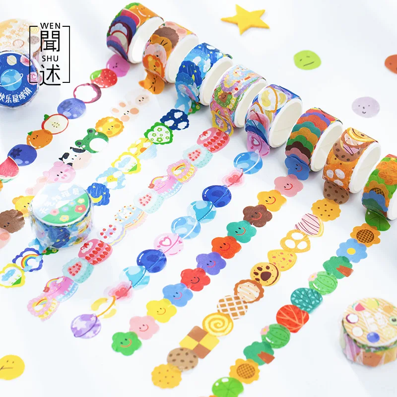 

100 pcs/Roll Sticker Tape Happy Planets Hand Account Decoration Tape