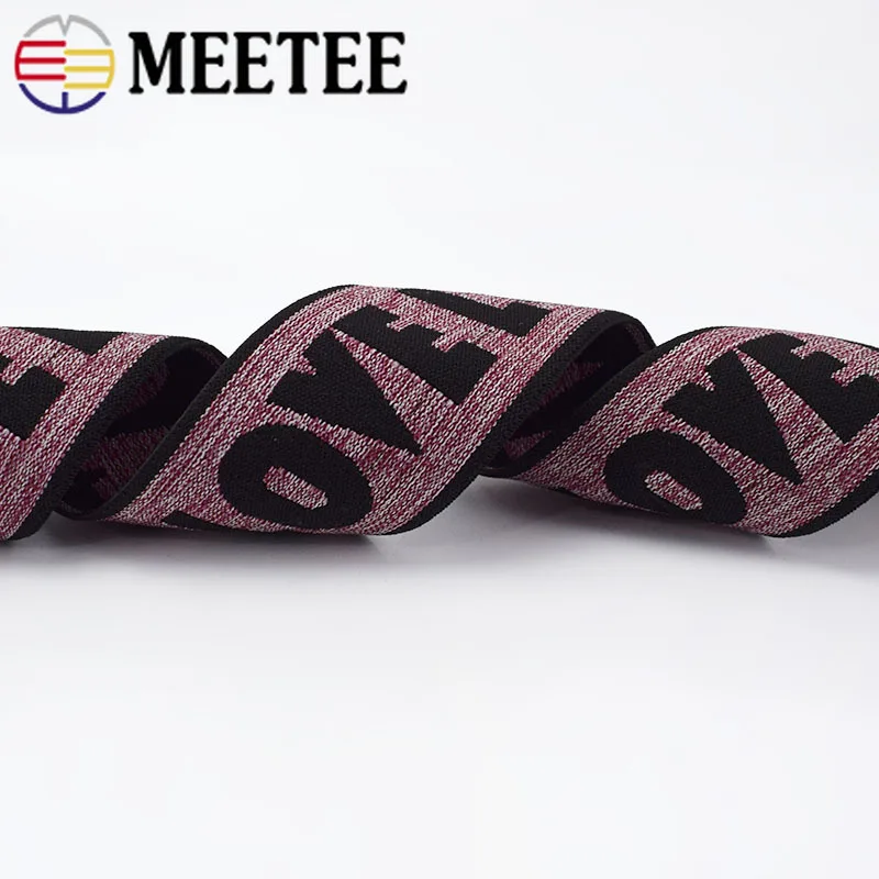 Жаккардовые эластичные ленты Meetee 9 ярдов 40 мм с принтом LOVE Резиновая лента одежда
