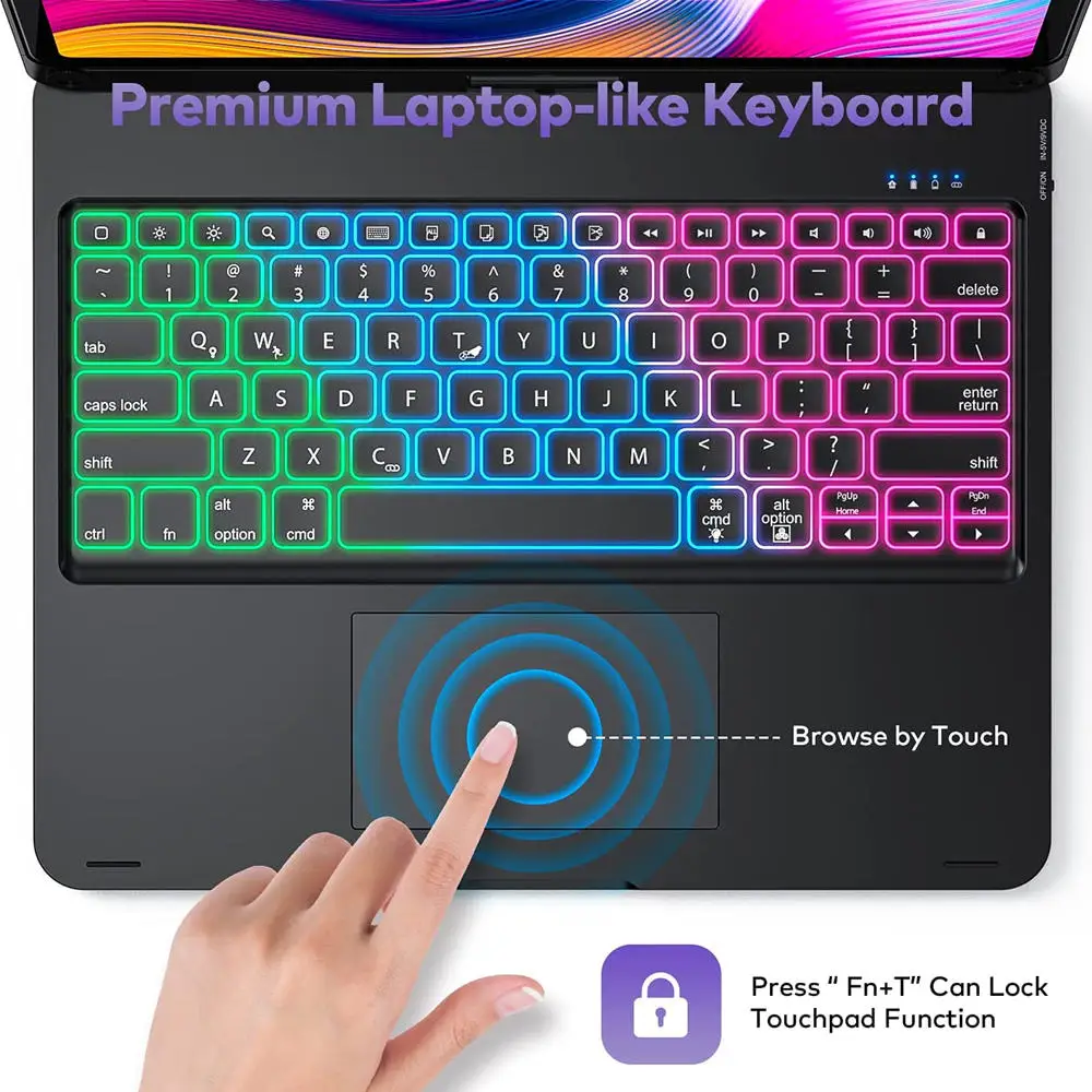 Беспроводная Bluetooth-клавиатура с подсветкой для iPad 10 2 дюйма 2021 9 8 7 Air3 | Компьютеры и