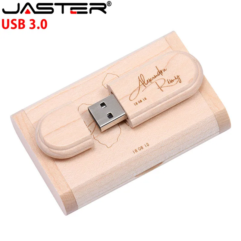 JASTER USB 3 0 лазерная гравировка деревянный + коробка Флешка 4 ГБ 16 32 64 128 флэш