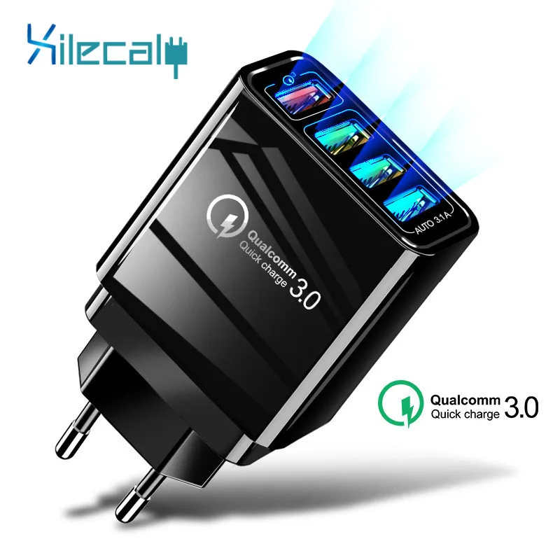 4 USB Port quick charge 3.0 Charger for iPhone X 8 EU US Wall Fast Charging Samsung Note10 S9 S8 For Huawei P30 | Мобильные телефоны