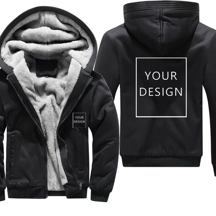 Your OWN Design windbreak coat men Brand Logo/Picture Custom DIY print warm hoodie thick causal winter Jacket hoody men clothes