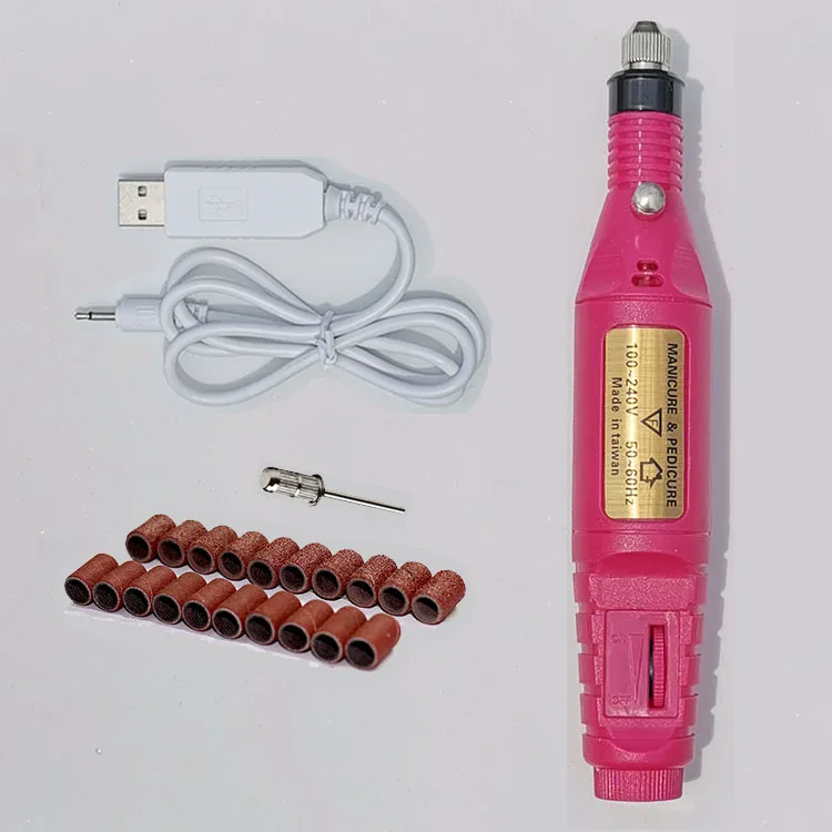 Мини-дрель для ногтей с USB, набор для удаления геля, набор инструментов, электрическая дрель для педикюра, набор сверл, стильный портативный USB шнур питания, дрель
