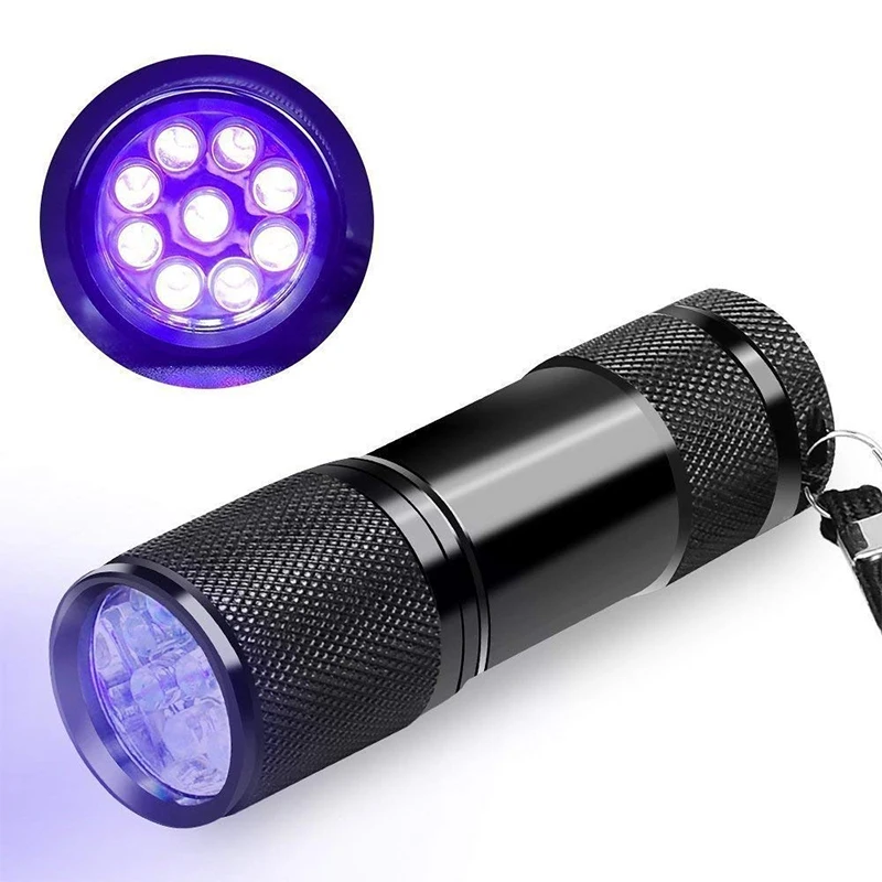 LED UV Flashlight 395nm 9 LEDsPortable Mini Small Torch Detection Light Violet Black | Лампы и освещение