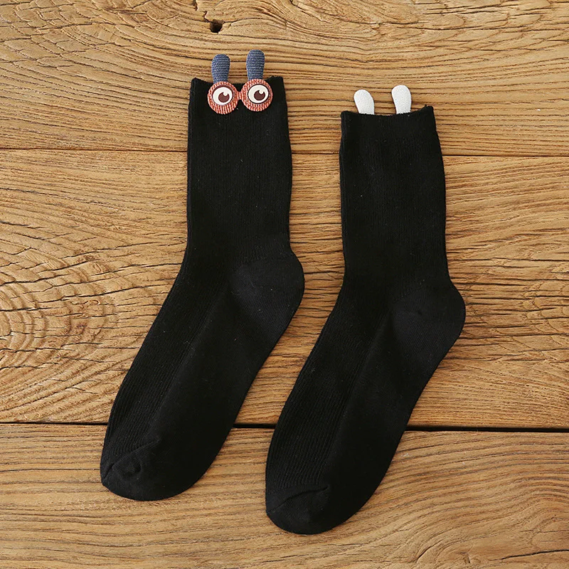 

Socks Women's Japanese New Style Double-needle Vertical Striped Women's Socks Three-dimensional Funny Big Eyes Ladies