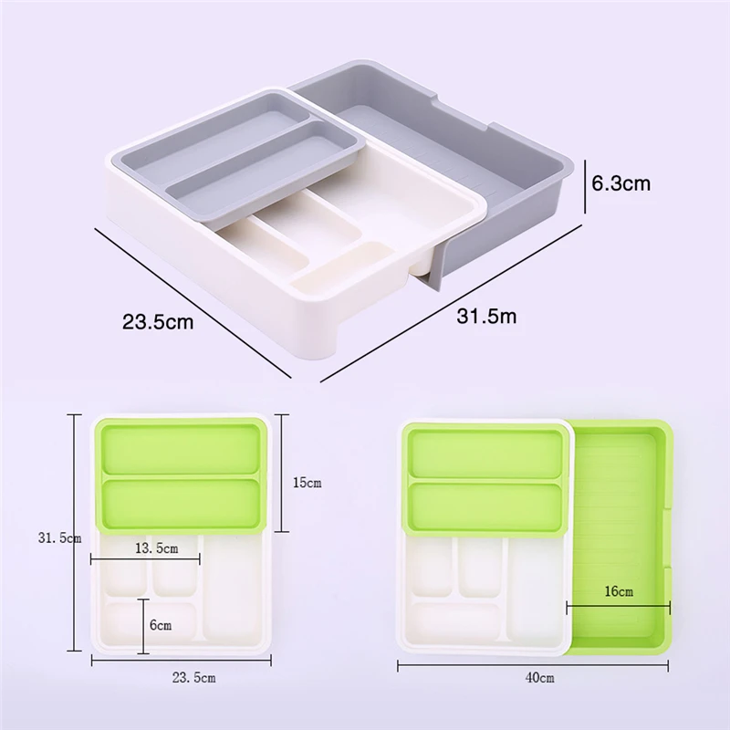 

Kitchen Drawer Organizer Sorting Storage Box Detachable Cutlery Tray Desktop Debris Plastic Separation Divider Storage Boxes