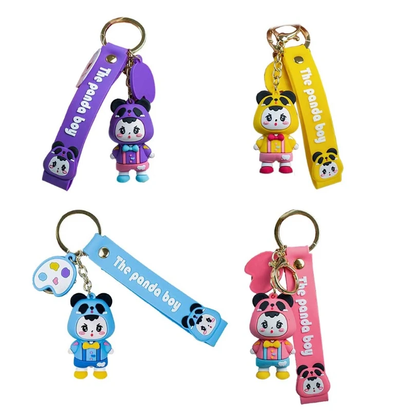 

Cute Cartoon Panda Boy Keychain Bag Decoration Pendant Car Key Ring Women Men Jewelry Gift
