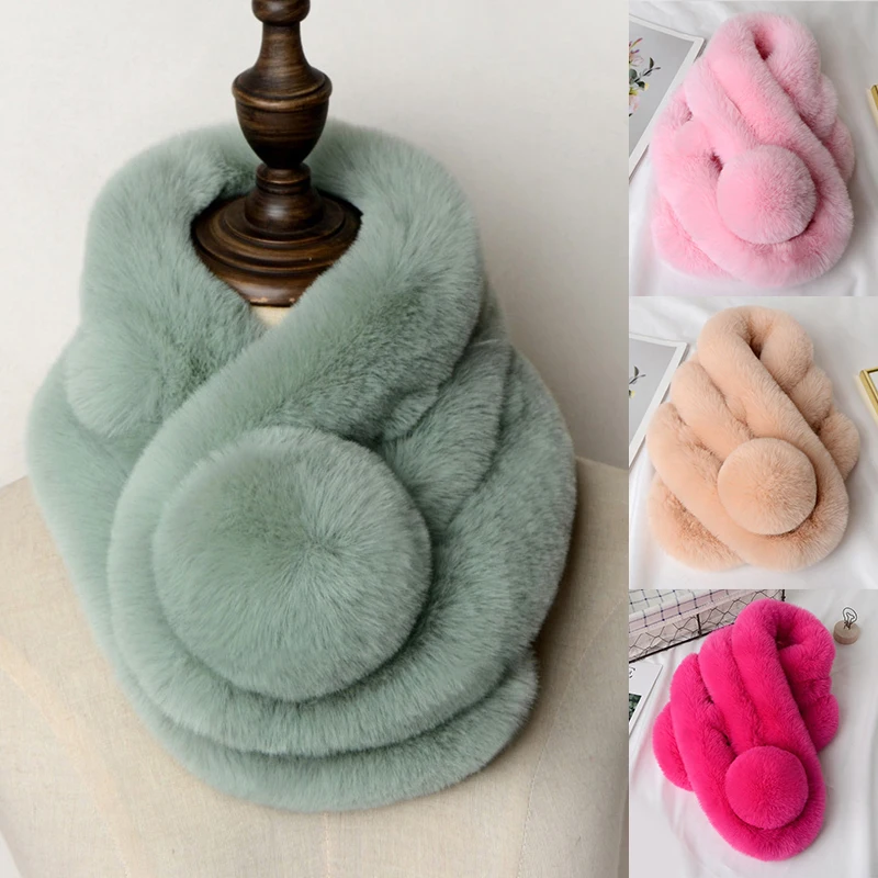 

Women Winter Warm Scarf Fashion Thicken Fur Imitation Fur Grass Scarve fur scarf women accessories Winter Shawl Plush Scarfs