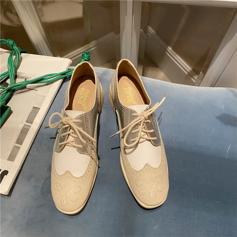 

Genuine Leather Shoes Women Flats Fashion Brand Ladies Brogues Shoes Casual Woman Footwear A2542