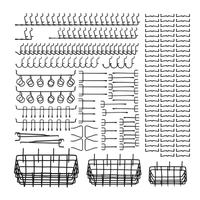 new 211 pcs pegboard hooks assortment with 3 baskets organizing tools garage storage system for kitchen craft room black