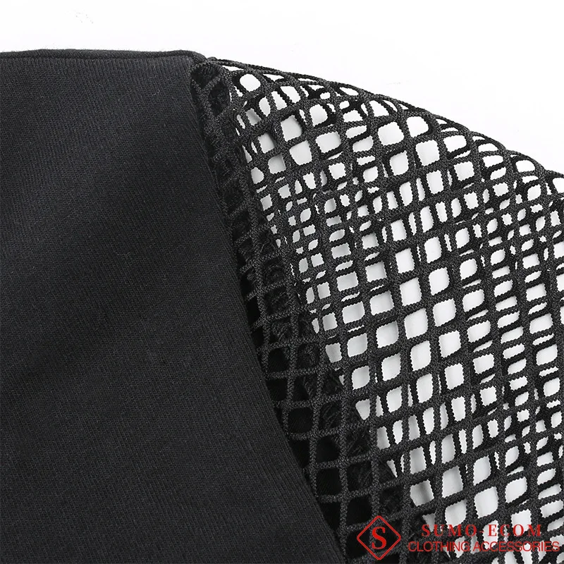 

Women's Summer Long Sleeve Hollow Out Bodycon Clubwear Sheer See Through Mesh Crop Tops T Shirts Streetwear Outwear Top
