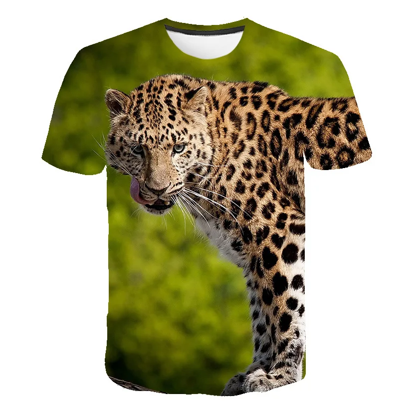 

Animal Leopard Print T-Shirts 4-14 Years Kids 2021 Summer Casual New Children's T-Shirts Short Sleeve O-Neck Home Pullover Tops