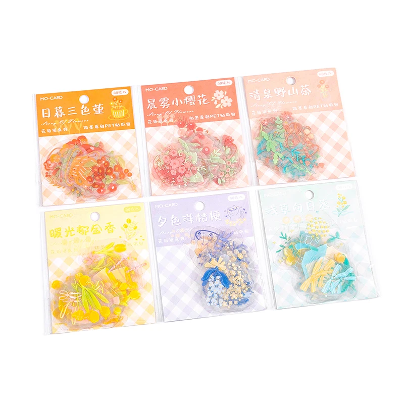 

40PCS Salt Flowers Sticky Stickers Colorful Paper Decoracion Scrapbooking Stationery School Supplies Sticker Flakes