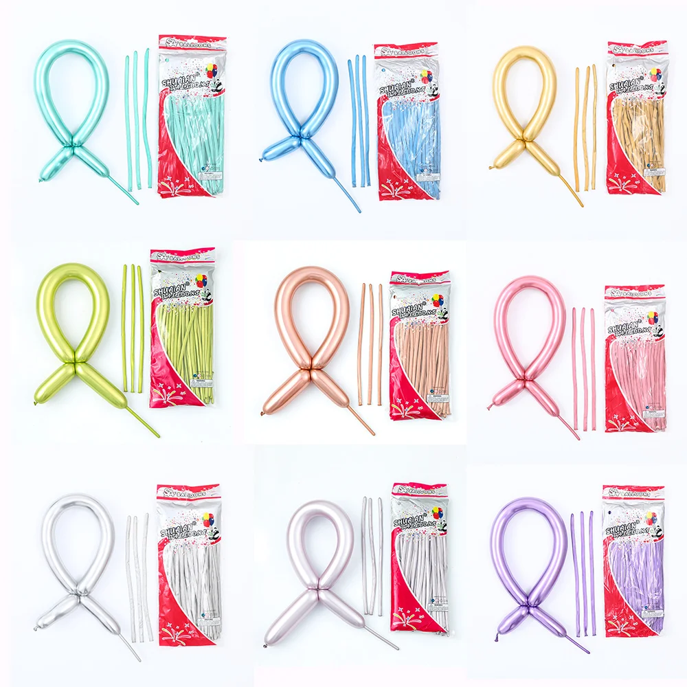 10 шт./лот металлический латексный шар длинная форма хром волшебная вязка