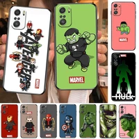 avengers marvel hulk phone case for xiaomi redmi 11 lite pro ultra 10 9 8 mix 4 fold 10t black cover silicone back prett