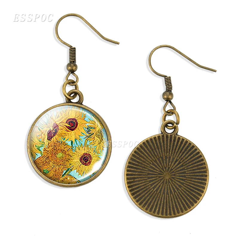 Висячие серьги с подсолнухами винтажные бронзовые крючками для женщин подарок