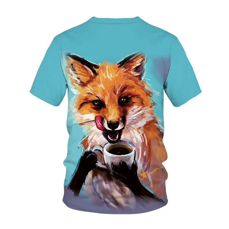 

3D Print T shirts Men Women Summer Harajuku Clothing Hip Hop Fashion Boys and Girls Tees Tops Cute Animal Fox T-Shirt streetwear